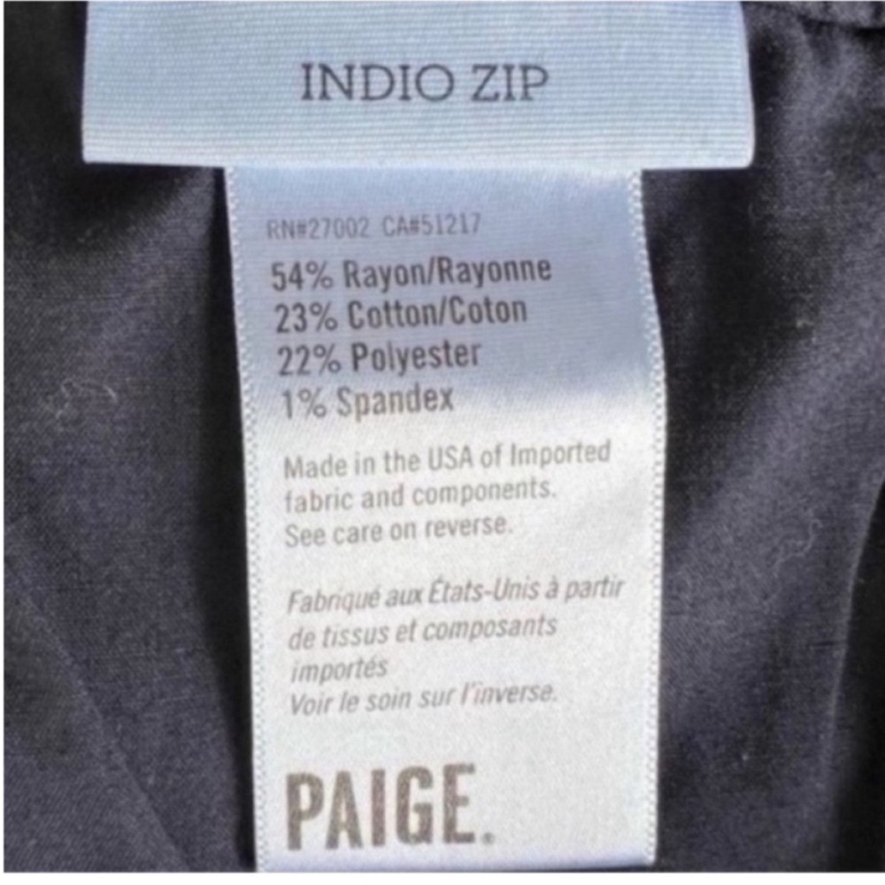 Paige Indigo Zip Front Skinny Jeans Denim Pants Size 28 Blue Wash - Picture 7 of 10